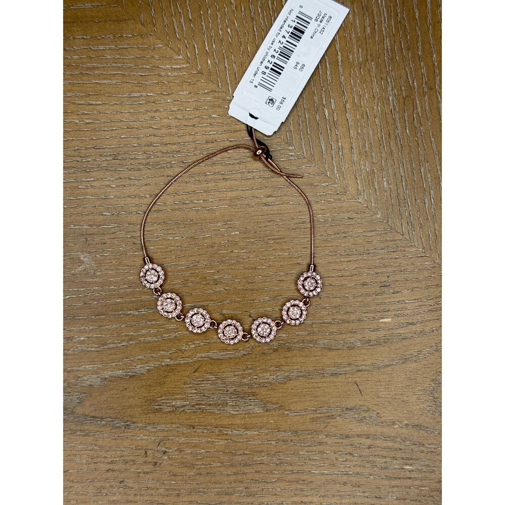 Givenchy Rose Gold Tone Crystal Slider Bracelet CZ Circle Halo Adjustable - Picture 3 of 3